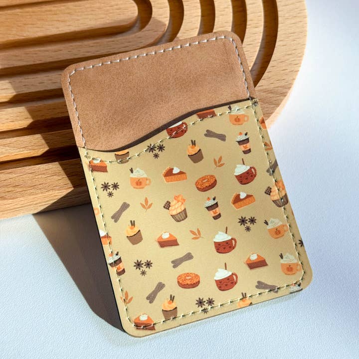 Pumpkin Spice Pastries Fall Phone Wallet Card Holder for wholesale by Peach Dust Collective
