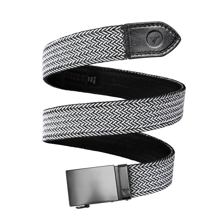 Gevlochten Elastische Riem - Wit/Zwart voor wholesale door Mission Belt