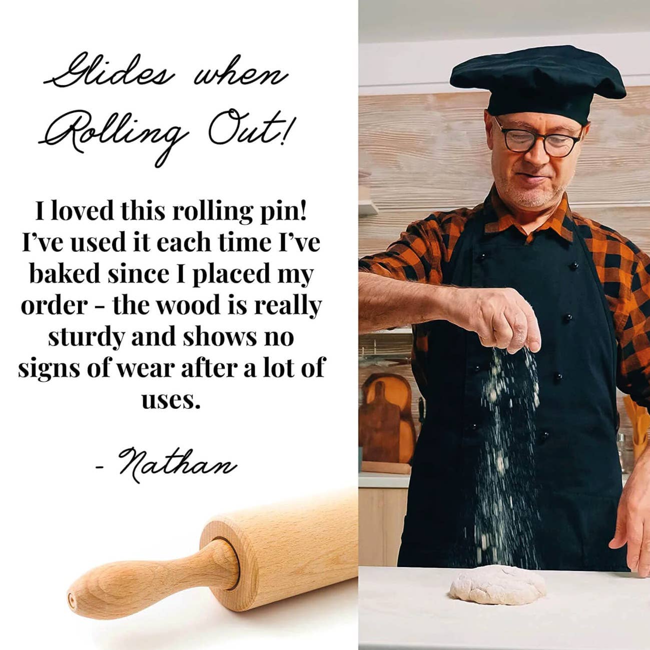 Tuuli GmbH – Engroshandel kagerulle – Professionel klassisk kagerulle i træ med roterende centrum (44 x 5,5 cm)9