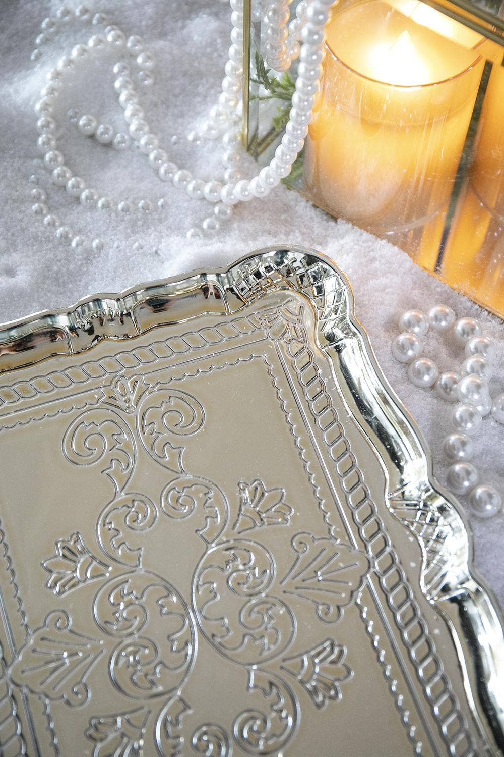 A&B Home Group Inc. - Wholesale Decorative Plate/Dish/Bowl - 12x9" Golden Scrollwork Plastic Charger Plate1