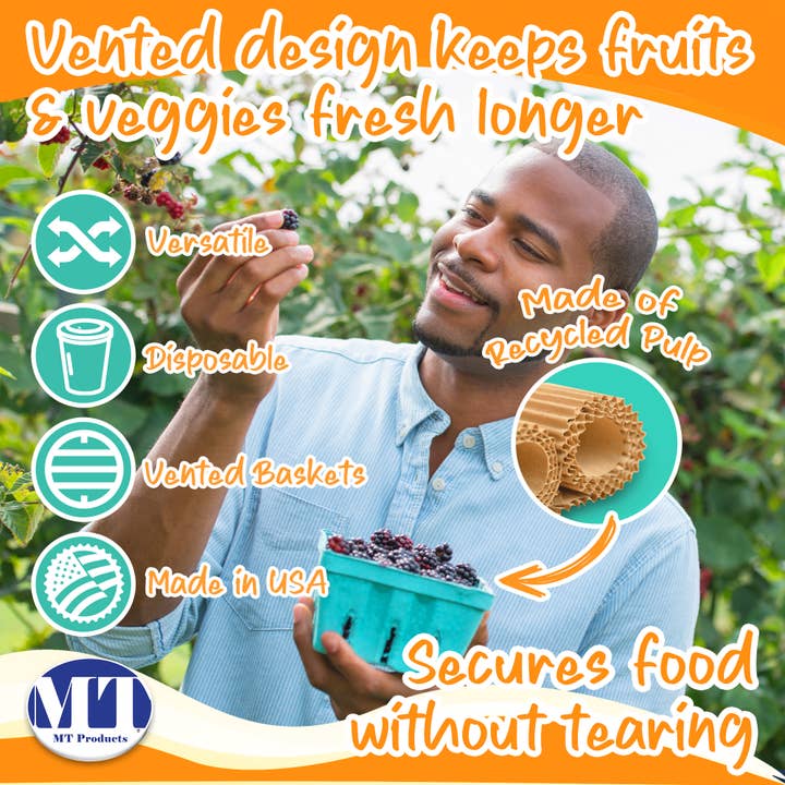 MT Products - Wholesale Fruit Basket - MT Products Green Vented Produce Berry Basket5