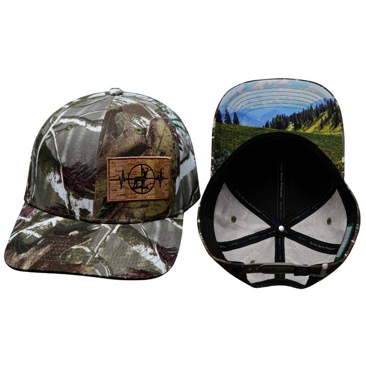 The Heartbeat Brand - Vente Casquette de camionneur – unisexe - Chapeau de chasse | Casquette de baseball ajustée | Camouflage arbre mousse clair