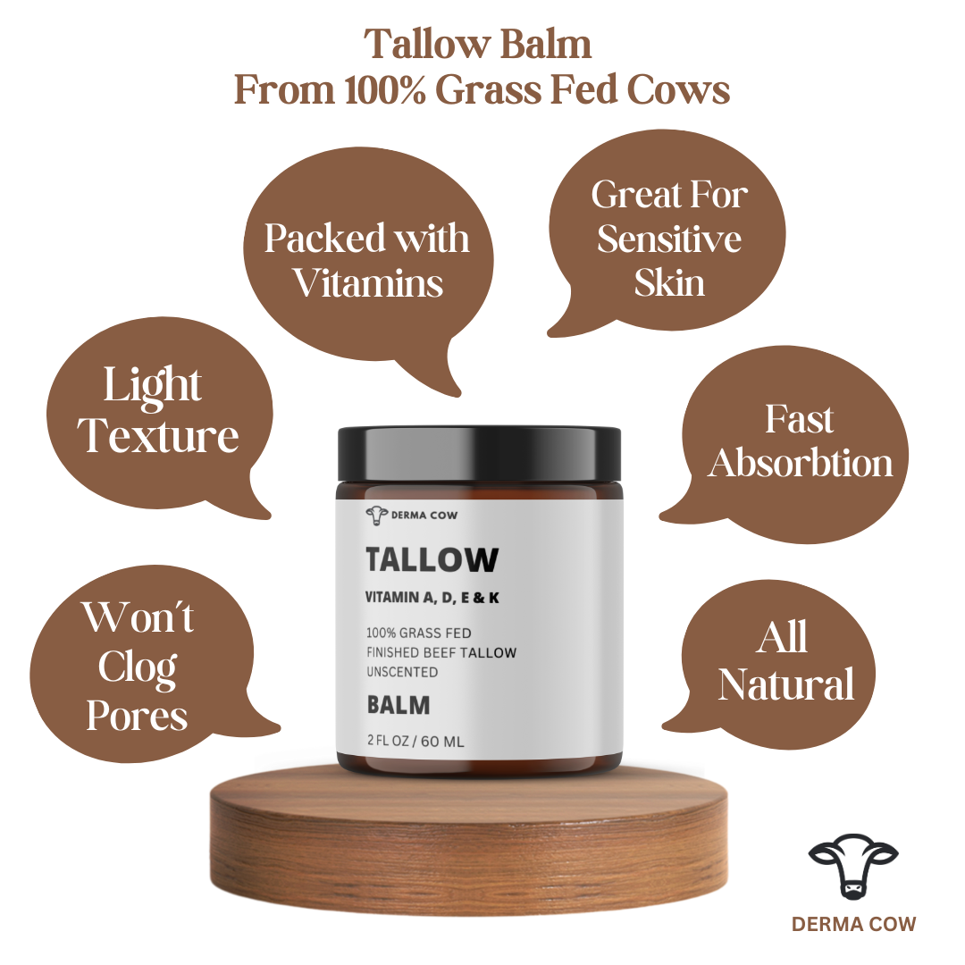 Derma Cow - Wholesale Healing Salve/Balm/Cream - Tallow Balm, 100% Grass Fed Beef Tallow, Unscented- 2oz1