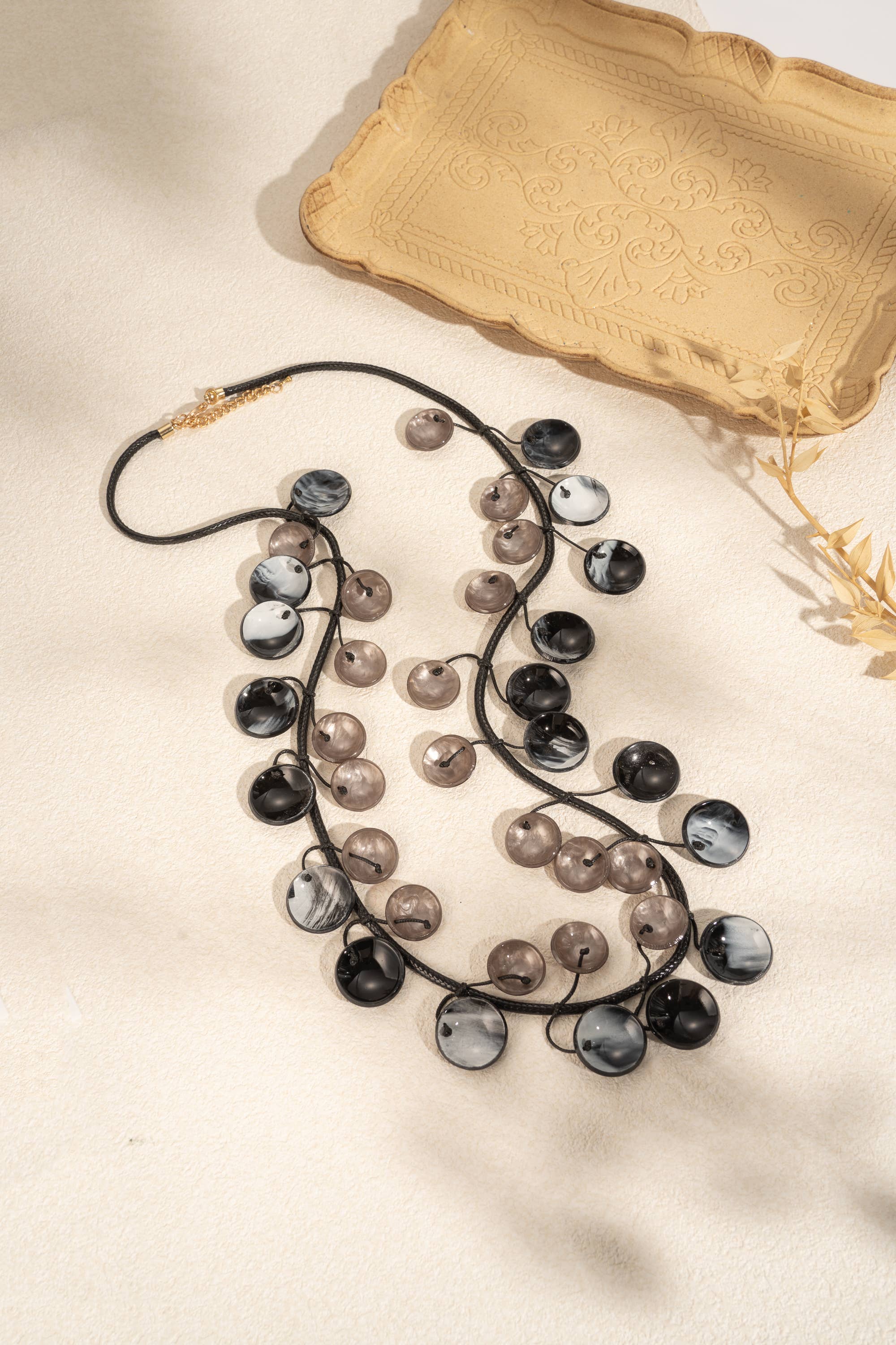 COSMOS - Wholesale Beaded/Pearl Necklace - Bohemian Chic Natural Marbled Resin Necklace2