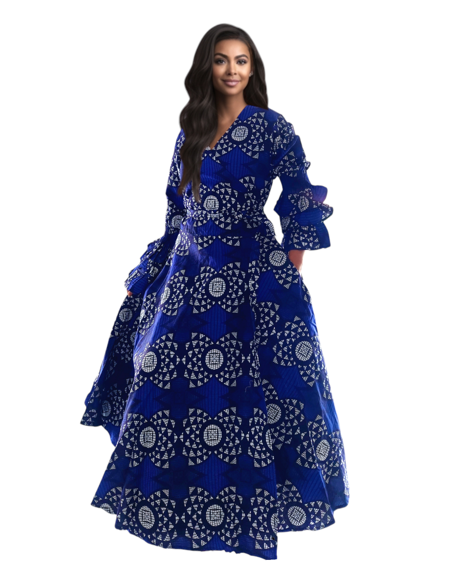 Blue and White African Dress