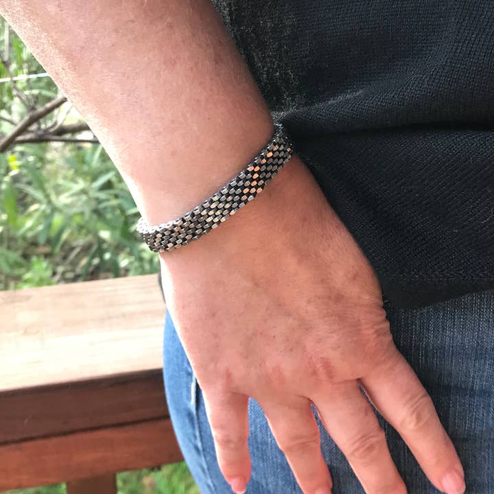 CEH Creations – wholesale Manschettarmband – Oxiderat rostfritt stål 6 brett armband