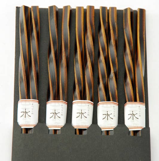 Fuji Merchandise Corporation - Wholesale Chopsticks - 5PR CHOPSTICK SET – DARK BROWN TWIST DESIGN0