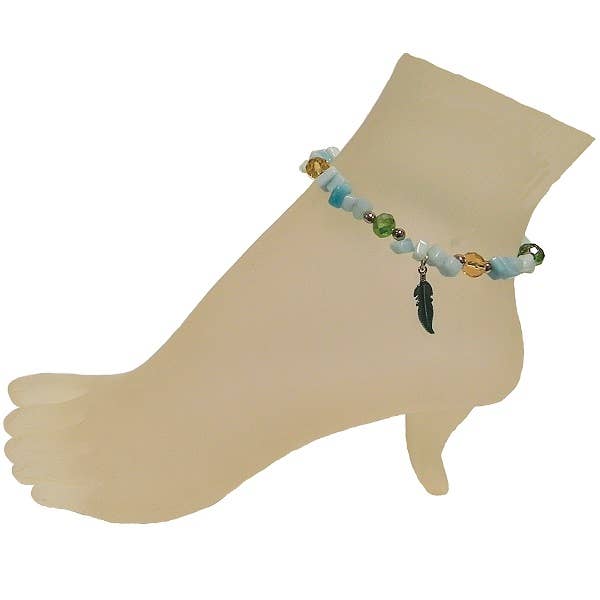 Pichincha - Vente Bracelets de cheville - Bracelet de cheville en métal avec breloque en forme de plume1