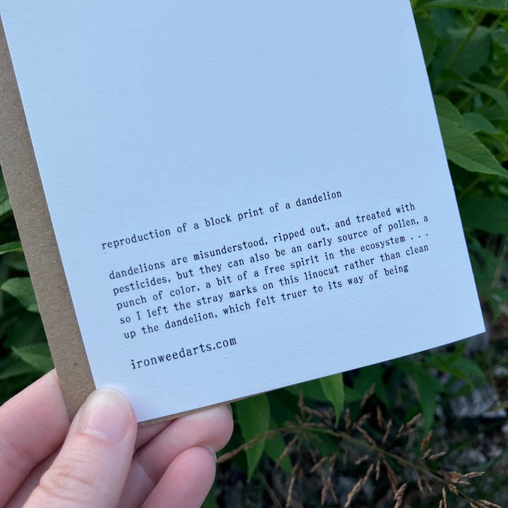 Ironweed Arts - Wholesale Everyday Greeting Card - Greeting Card: Dandelion1