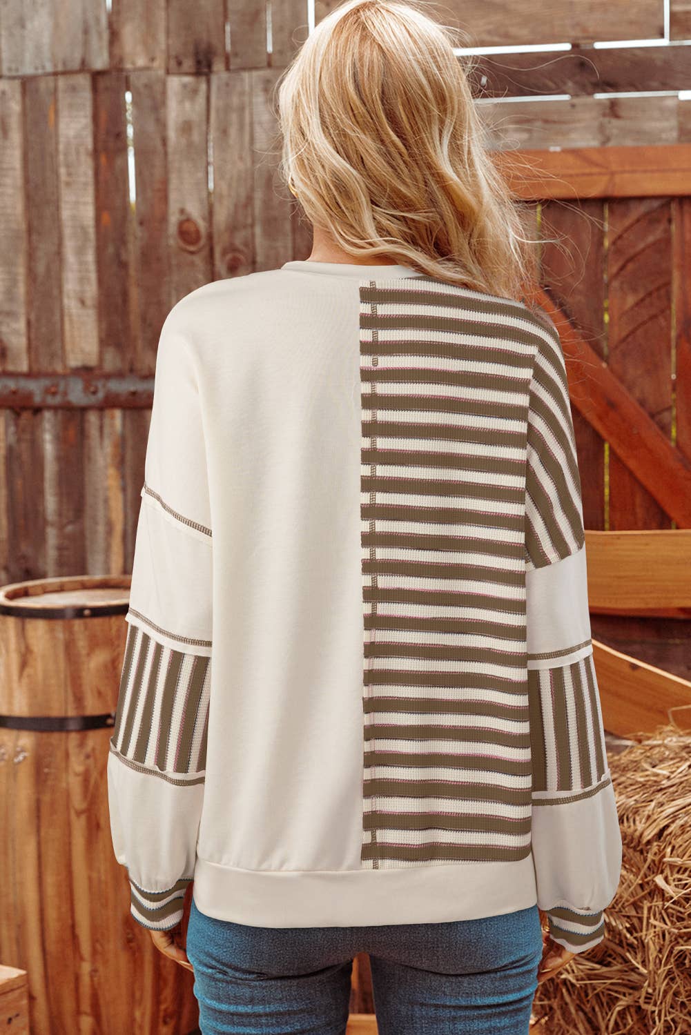 fashionworks - Vente Tunique – femme - Haut surdimensionné à blocs de couleur avec détail de point rayé1