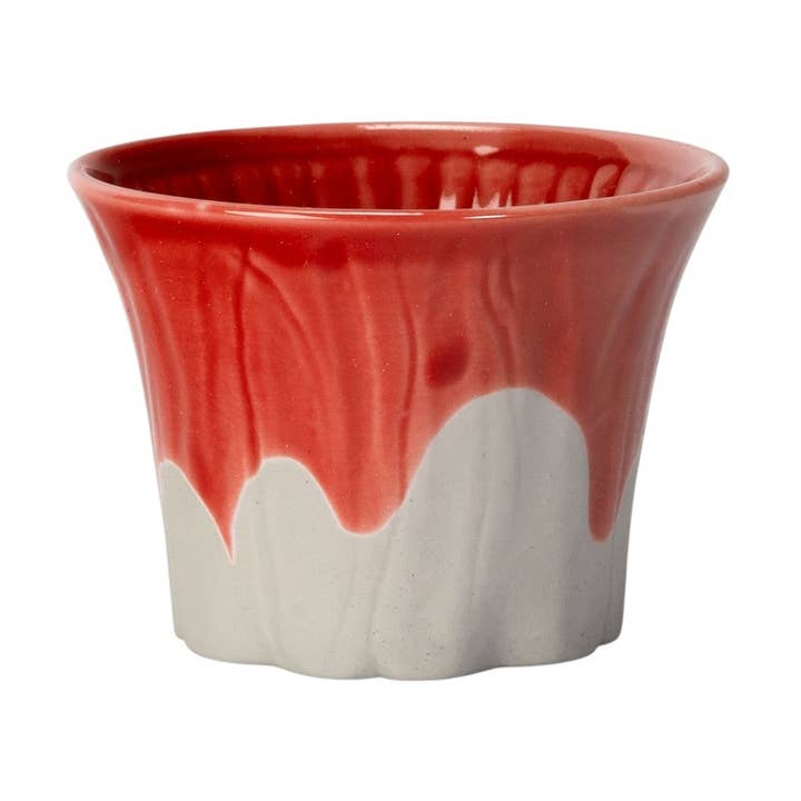 3"H 6oz Snowcap Fuji Sakura Tea Cup Red JP (6/60) for wholesale by Urban Tokyo