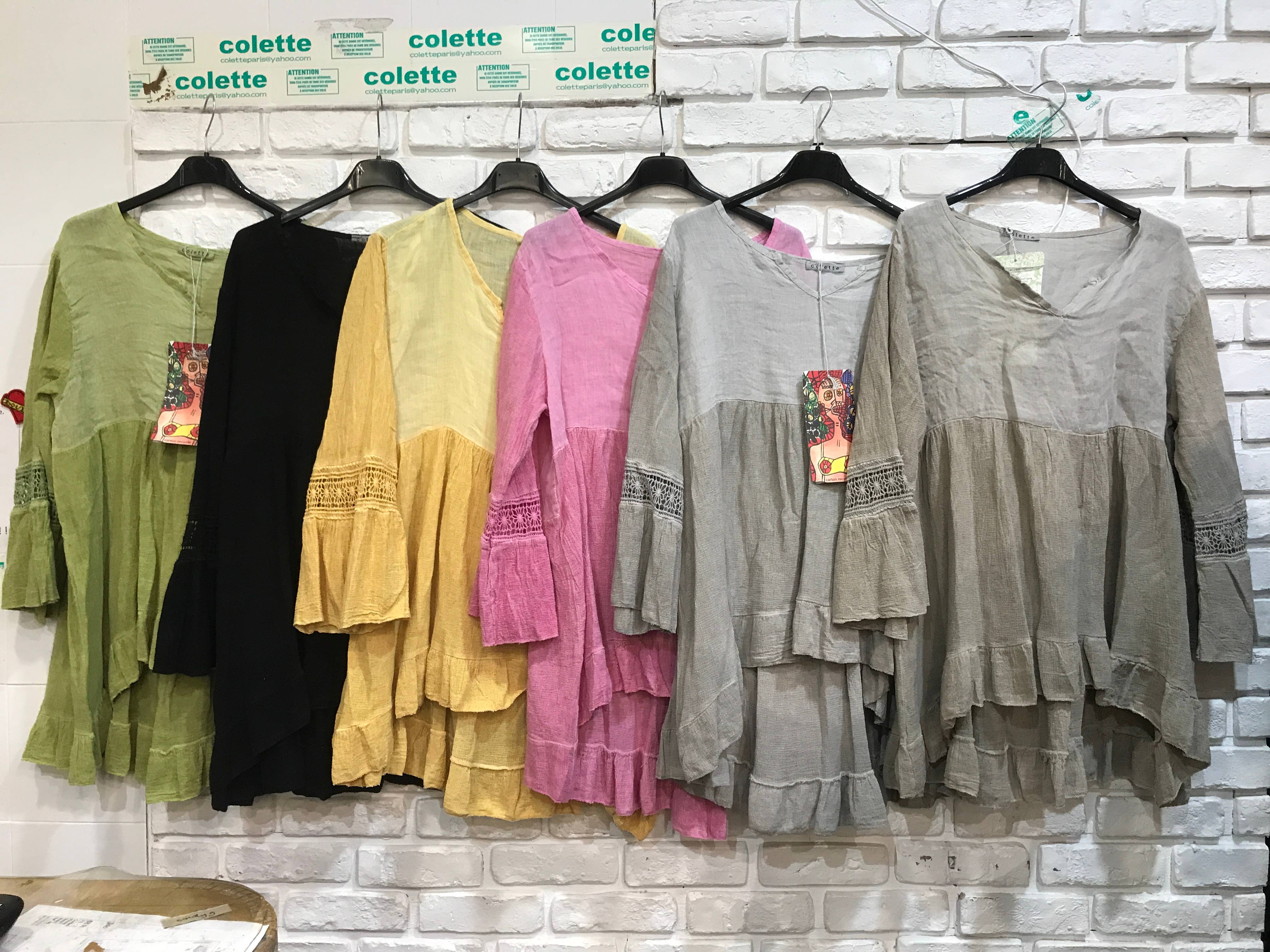 la maison des fibres naturelles - Wholesale Tunic - Women's - Ruffled cotton linen tunic 1003 10% linen 90% cotton8