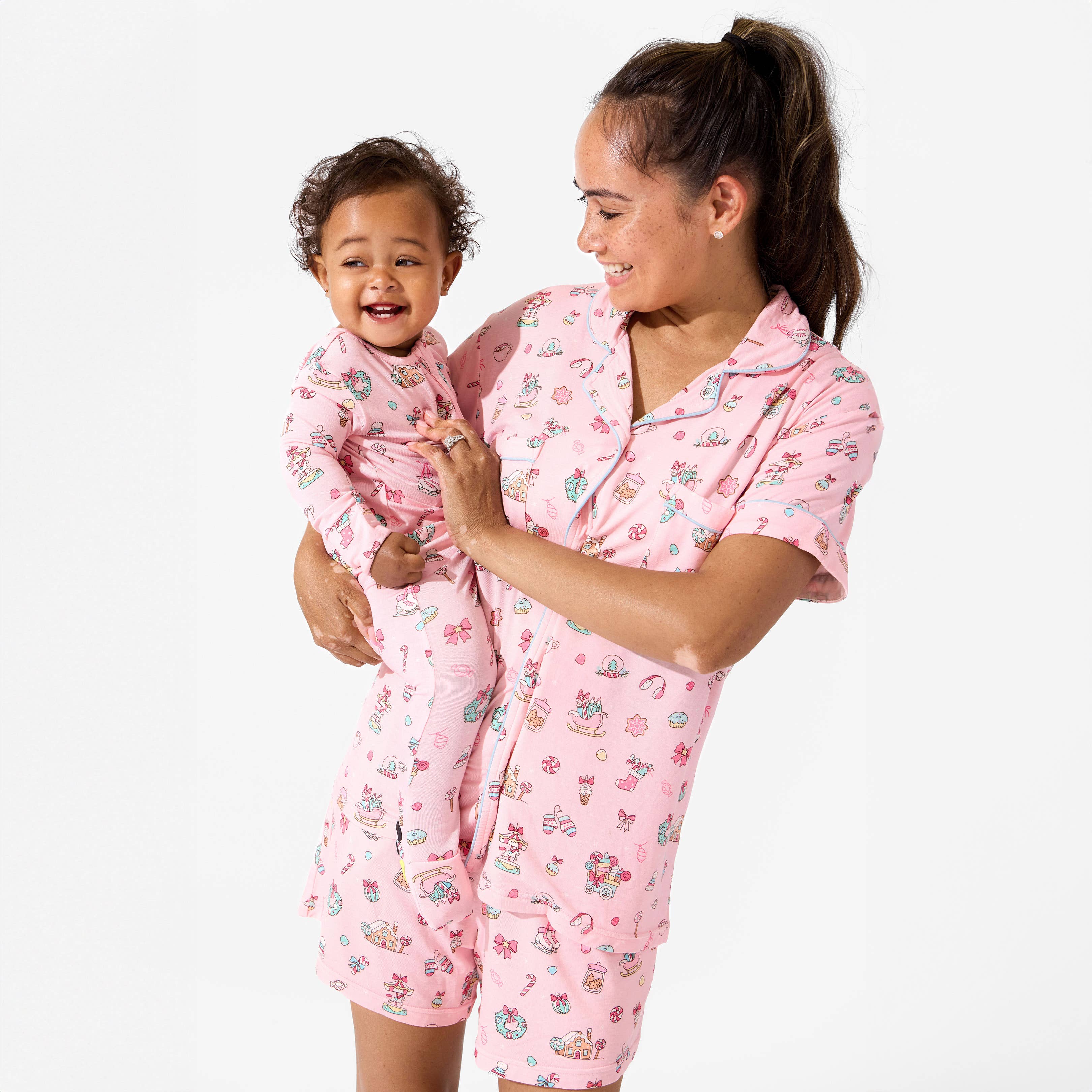 Bellabu Bear - Venta al por mayor Conjunto de ropa para dormir - Mujer - Conjunto de pijama corto de bambú para mujer Candy Cane Lane1