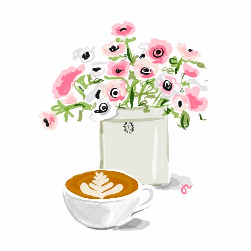 Anemones & Cappuccino Art Print for wholesale by Jennifer Vallez