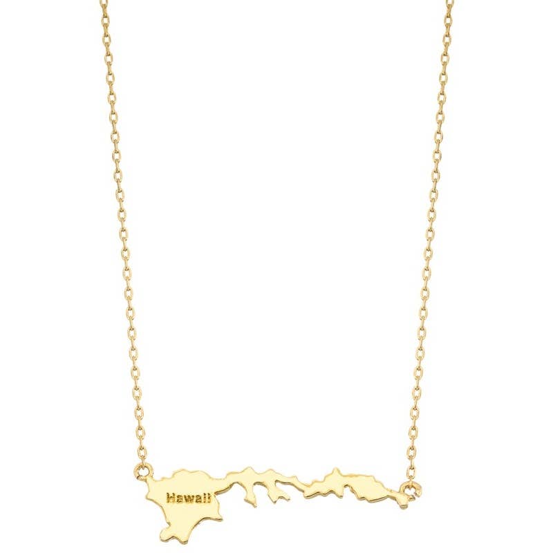 GOLD HAWAII STATE PENDANT NECKLACE for wholesale on Faire1