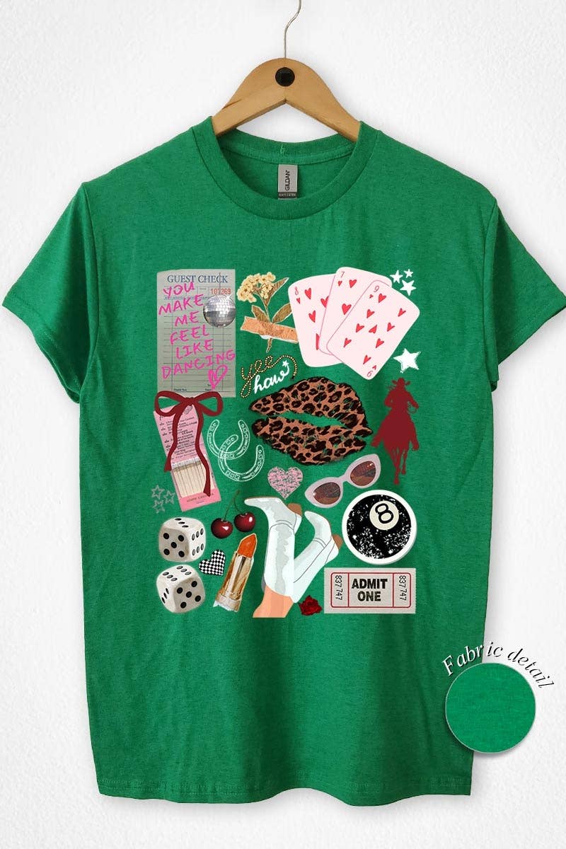 COLORBEAR - Wholesale T-Shirt (Graphic) - Women's - Western Collage Graphic Heavy Cotton Tee0