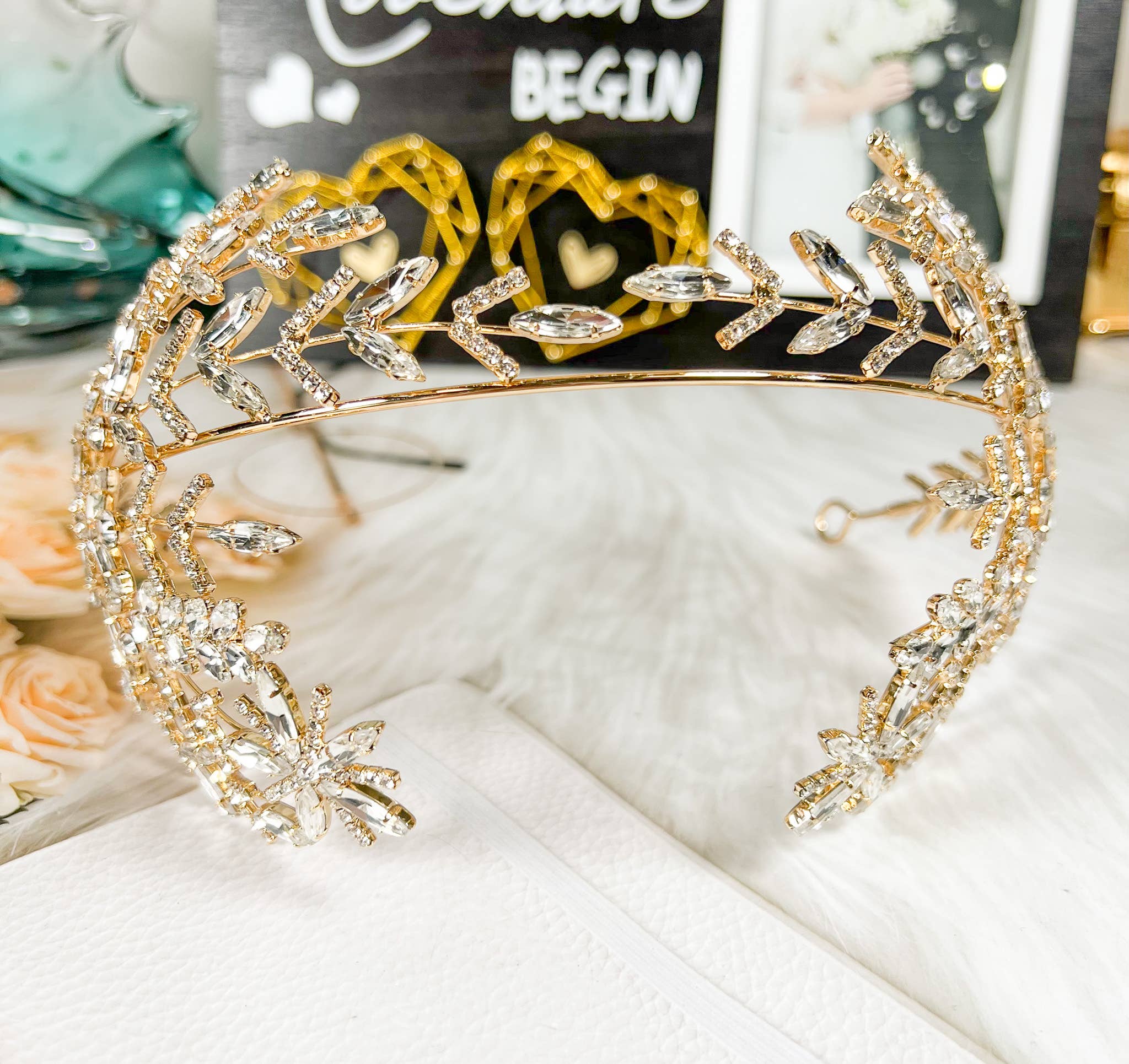Happy Dream Gifts - Wholesale Fashion Headband - Women's - Crystal Bridal Headband, Crystal Bridal Hairpiece,Gold Crown6