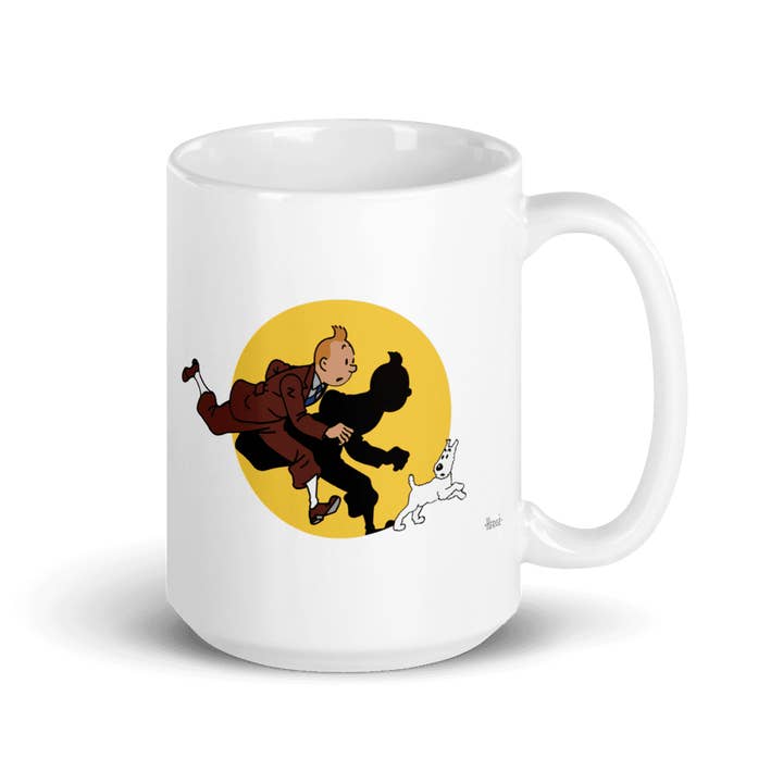 Art-O-Rama Shop - Wholesale Coffee Mug - Tintin and Snowy (Milou) Getting Hit By A Spotlight Mug6