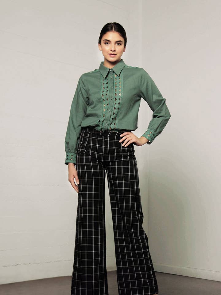 Utopia Linen Lace Trim Shirt for wholesale by SHILLATHELABEL