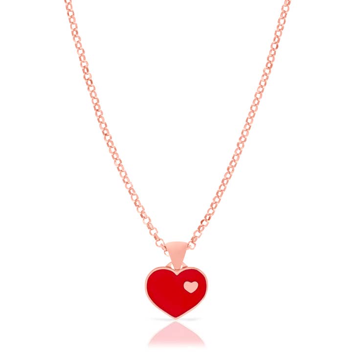 Sterling Silver 925 Chain with Enamel Heart Pendant for wholesale by FIRENZE ARTEGIANI