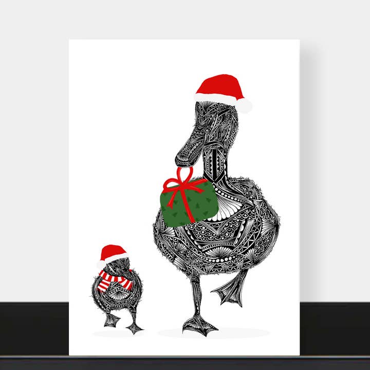 Duck and Duckling Christmas Card for wholesale by Pia Elliot Art