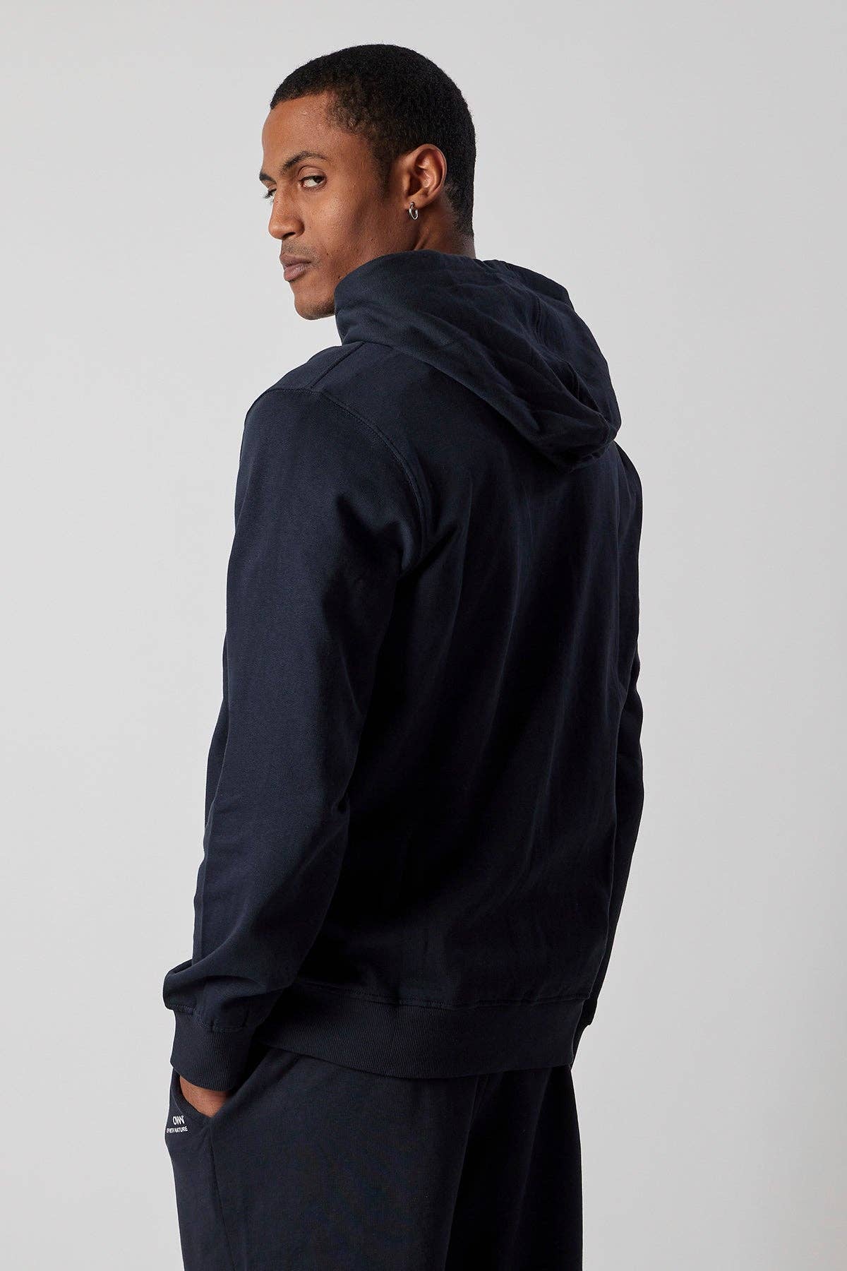 Blue Brushed sweatshirt with hood and zip in organic cotton  for wholesale on Faire3