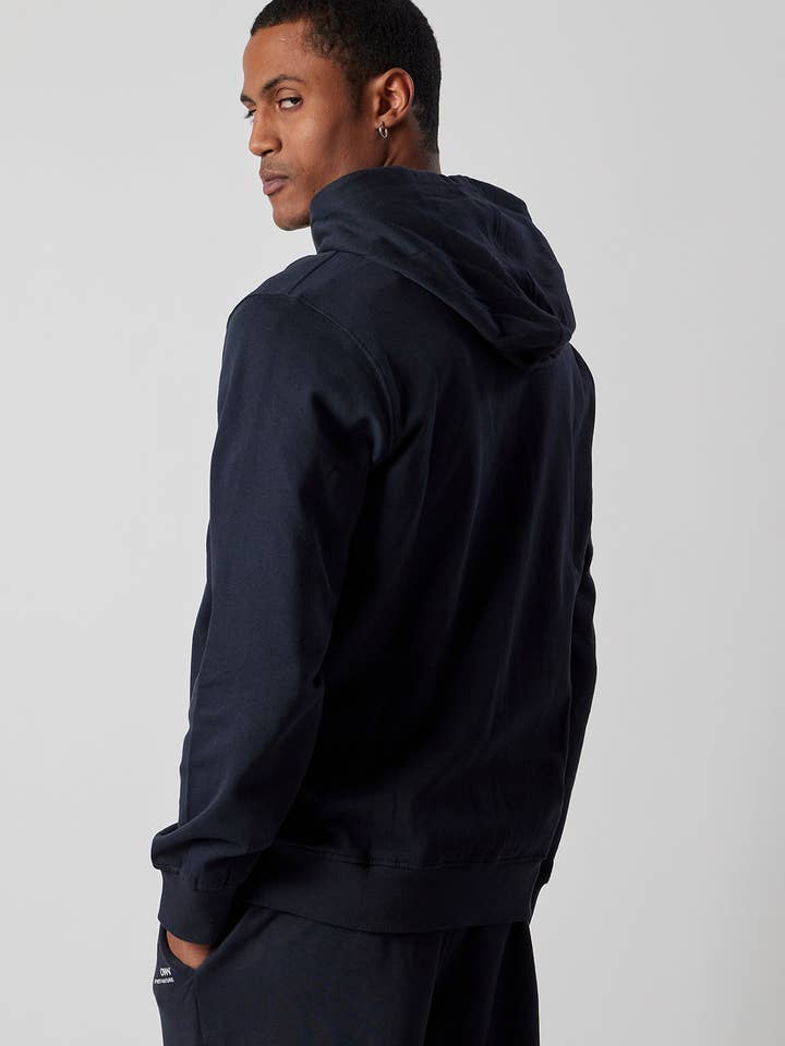 Blue Brushed sweatshirt with hood and zip in organic cotton for wholesale on Faire3