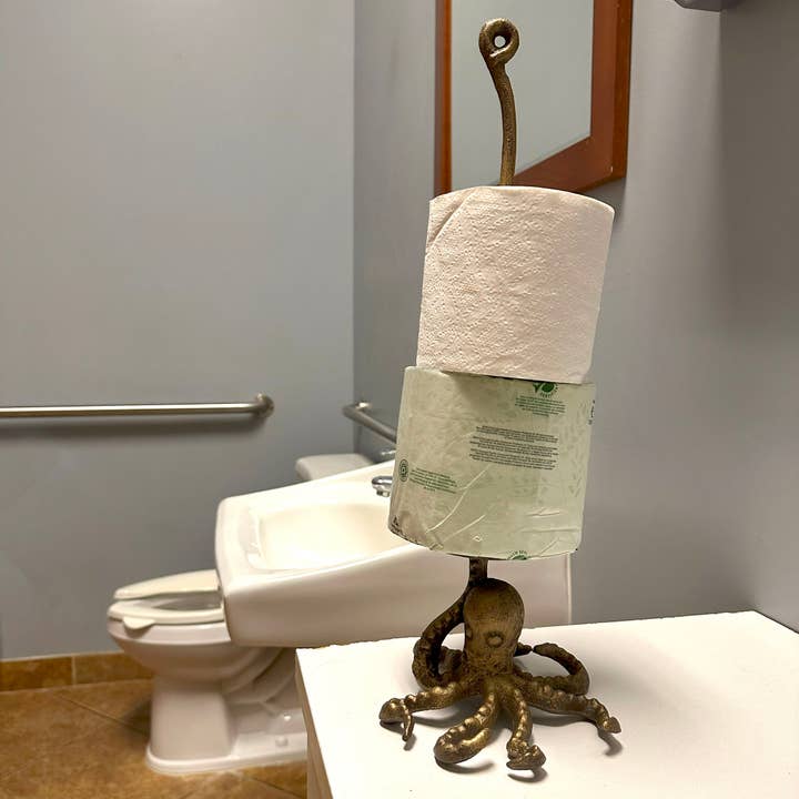 Zeckos - Wholesale Paper Towel Holder - Bronze Cast Iron Octopus Paper Towel Holder - 17 Inches High