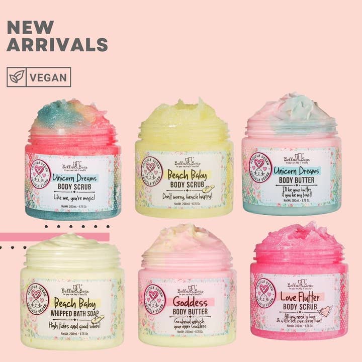 Bella & Bear - Wholesale Body Scrub/Exfoliant - 6.7oz Beach Baby Body Scrub | Body Wash | Moisturizer