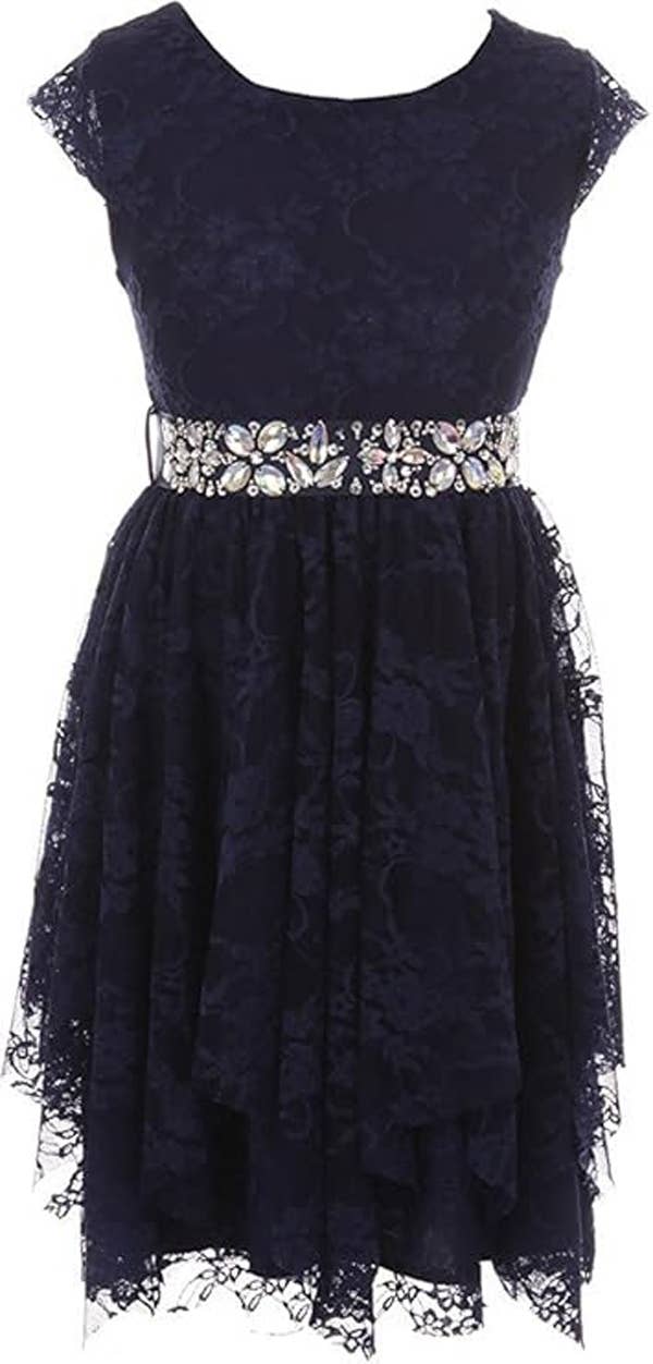 iGirlDress - Wholesale Dress - Kids - Girls Floral Lace Dress with Cubic Belt, Holiday Size 2-145