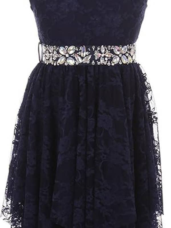 iGirlDress - Wholesale Dress - Kids - Girls Floral Lace Dress with Cubic Belt, Holiday Size 2-145
