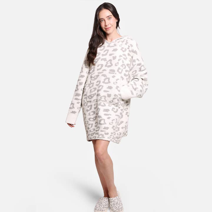 Fashion City - Wholesale Hoodie - Women's - Leopard Print Soft Hooded Snuggie w Pocket19