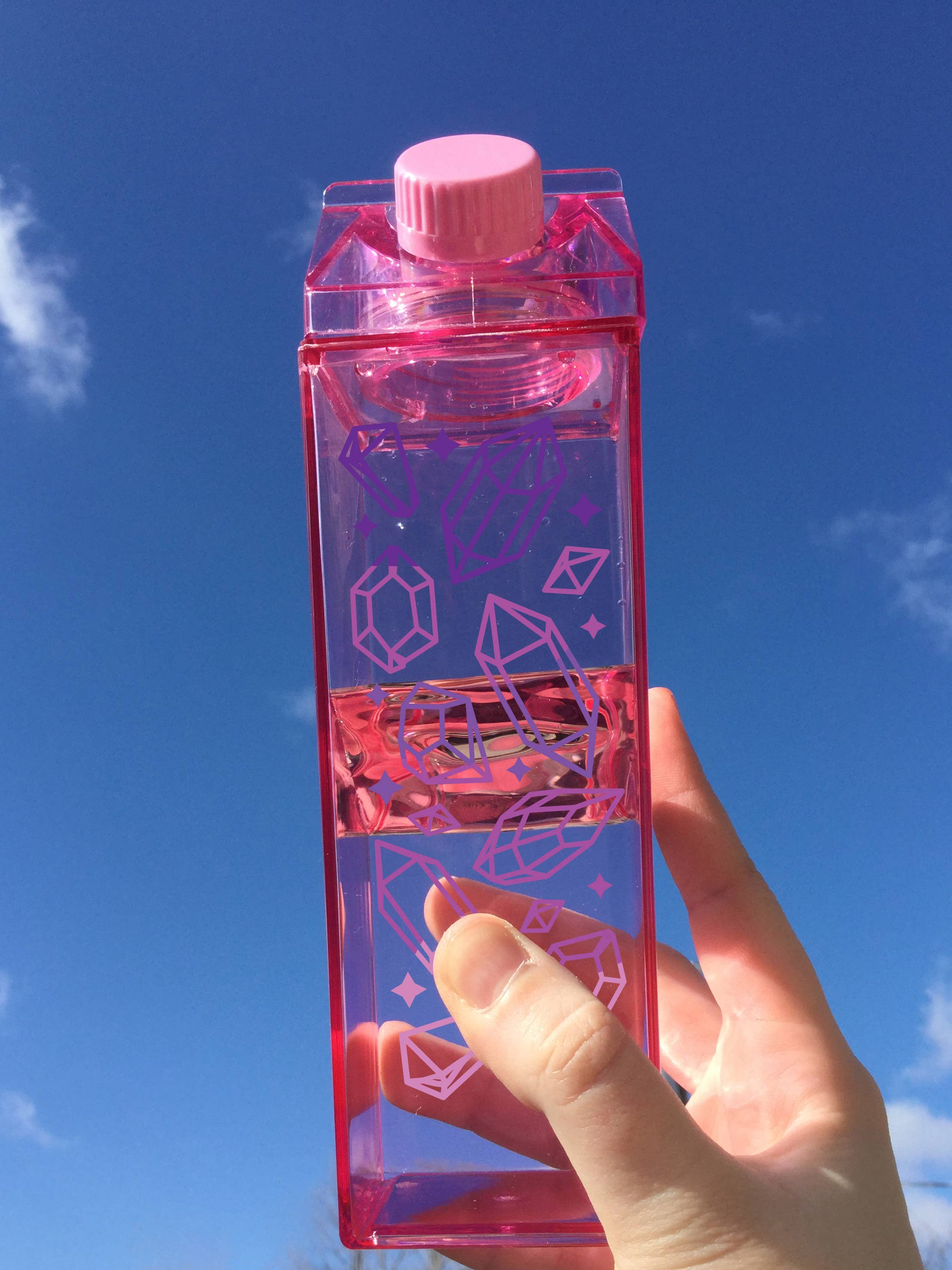 femfetti – Engroshandel Vandflaske – Krystal mønster mælkekarton vandflaske1