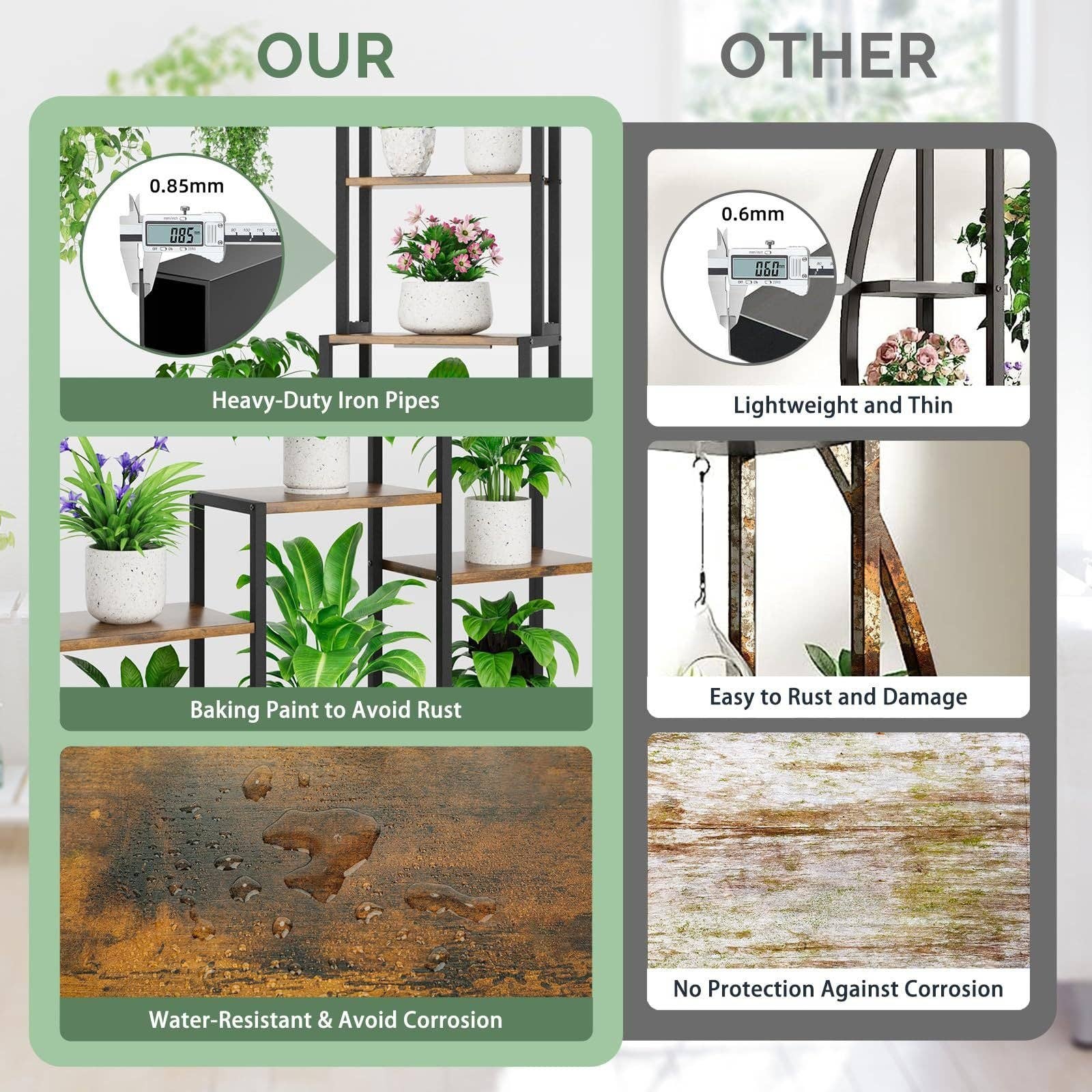 39F Inc. - Vente Supports de plantes - Support de plantes en métal à 8 niveaux avec lampe de culture pour intérieur10