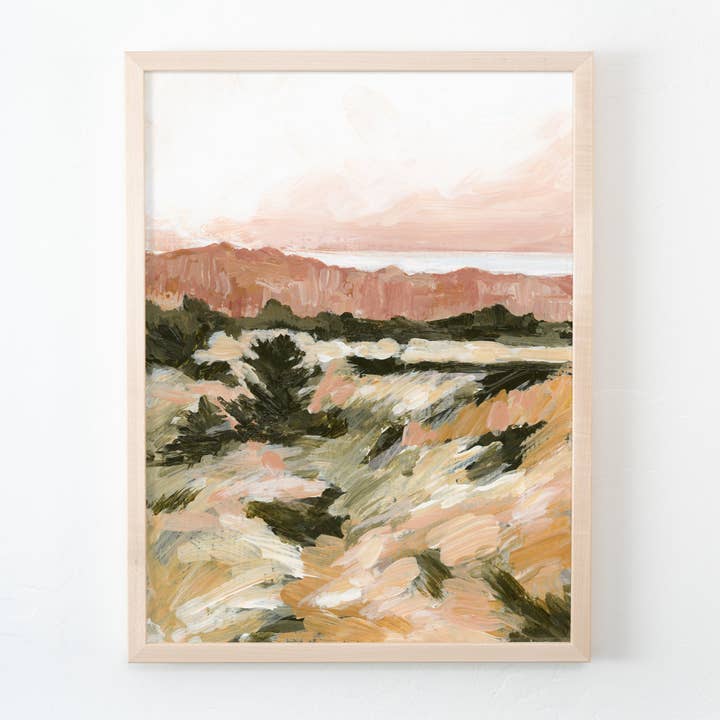 Golden Sunset Shoreline Art Print - Ochre Coast for wholesale by Laurie Anne Art