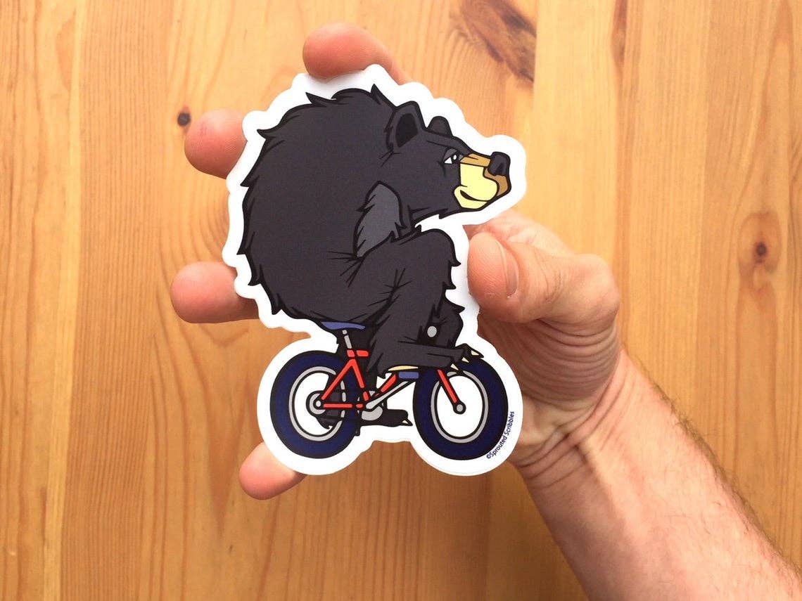 Sprouted Scribbles - Wholesale Sticker - Biking Bear Sticker - Nature Wilderness Cute Animal Funny3