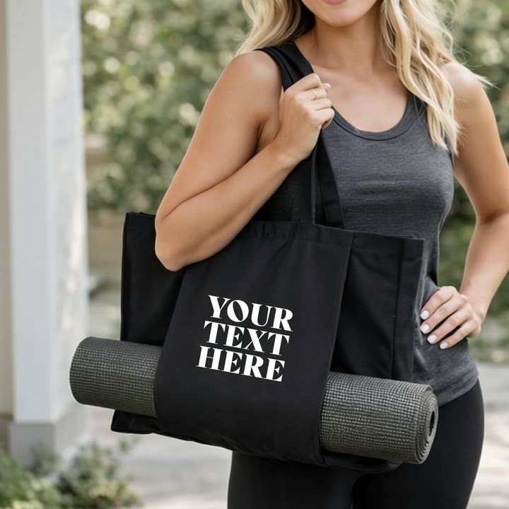 Bolsa de Yoga o Pilates Orgánica con Texto Personalizado de Estilo Moderno para venta al por mayor de Lovetree Design
