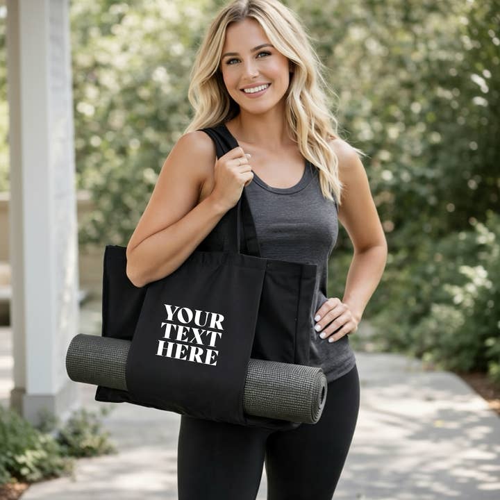 Modern stil anpassad text ekologisk yoga- eller pilatesväska för wholesale av Lovetree Design
