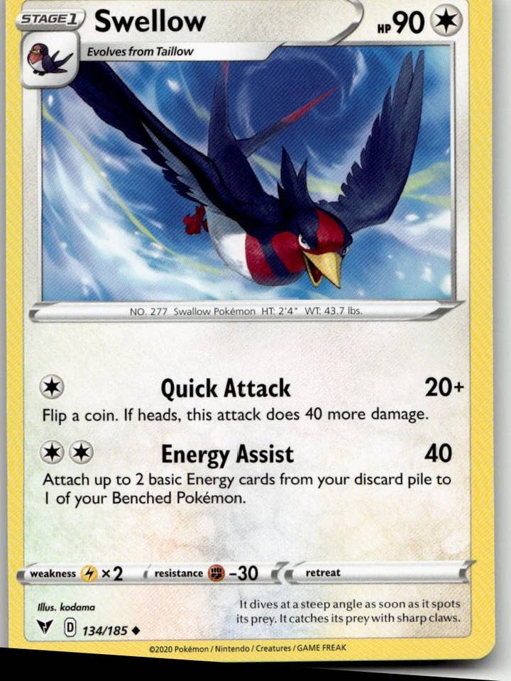 Pokémon SWSH04: Voltagem Vívida - Swellow #134/185 por atacado de Chronic Cards