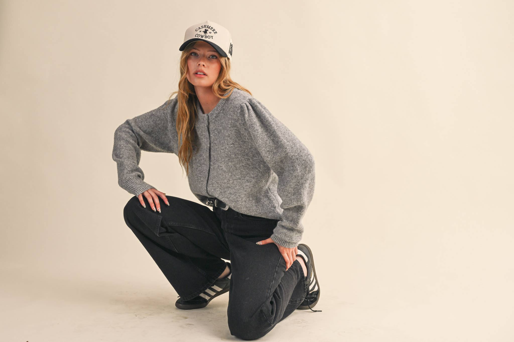 &MERCI - Wholesale Cardigan - Women's - LONG PUFF SLEEVE SWEATER CARDIGAN MSW1101892