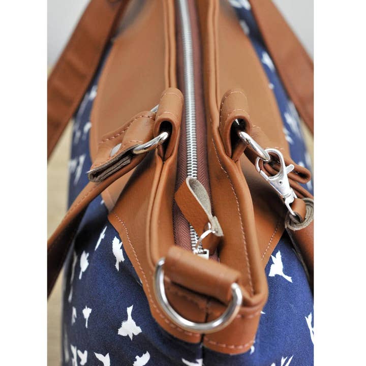 Georgina Shoulder Bag - Navy Bird for wholesale by Lauren Holloway