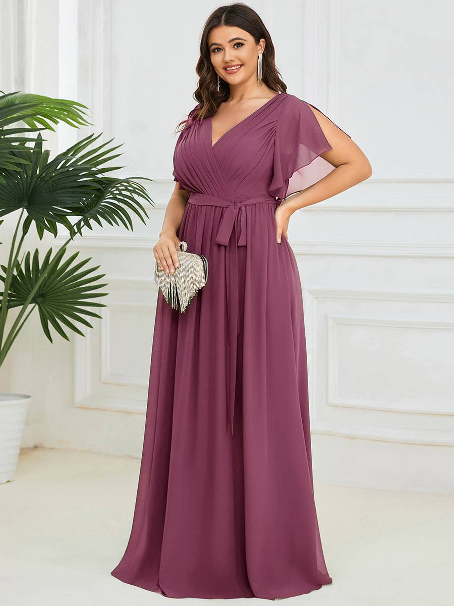Ever-Pretty - Vente Robe – femme - Robes de soirée à volants à manches courtes exclusives B2B22