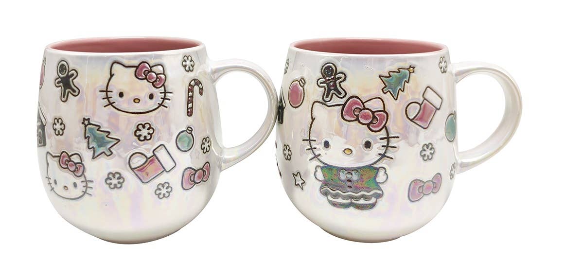 Blue Sky Clayworks - Wholesale Coffee Mug - LUSTER HELLO KITTY HOLIDAY ICON 21OZ MUG SET OF 2 CHRISTMAS