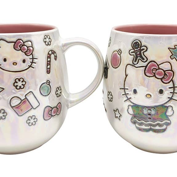 Blue Sky Clayworks - Wholesale Coffee Mug - LUSTER HELLO KITTY HOLIDAY ICON 21OZ MUG SET OF 2 CHRISTMAS0