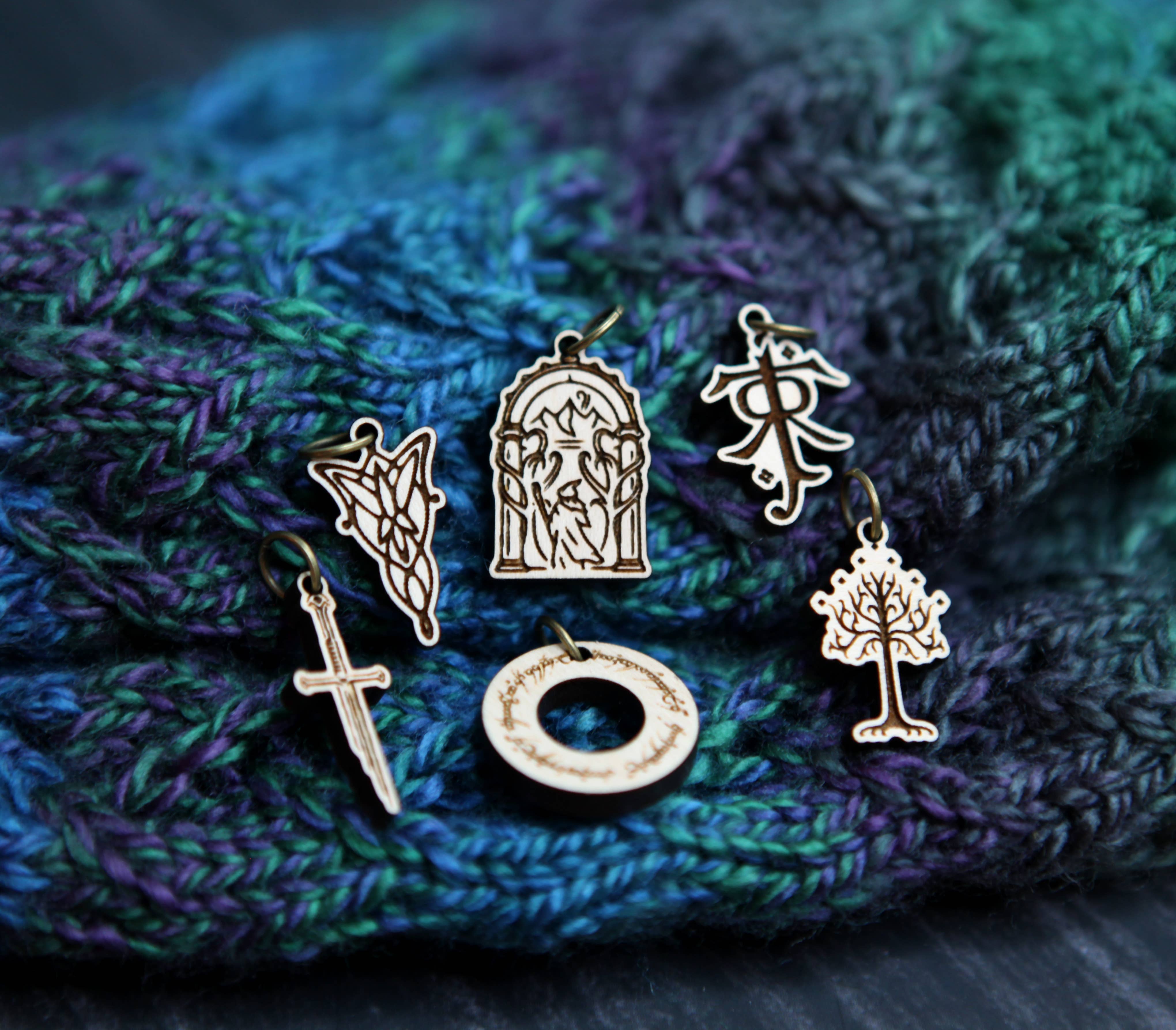 Sunrise Grove - Wholesale Knitting/Crochet Supplies - LOTR Tolkien Knitting Stitch Markers Set of 6 7