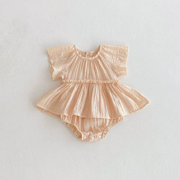 MyKids-USA® - Wholesale Bodysuit (Non-Footed) - Baby - Summer Arrival Baby Girls Cute Pleated Short Sleeves Solid Color Onesies