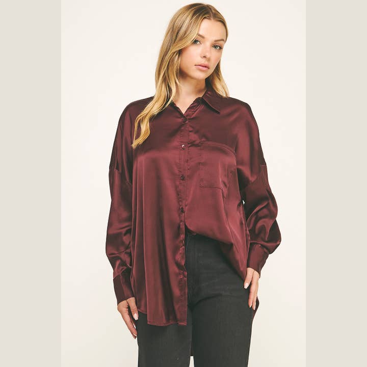 POROY SATIN BUTTON DOWN SHIRT for wholesale on Faire5