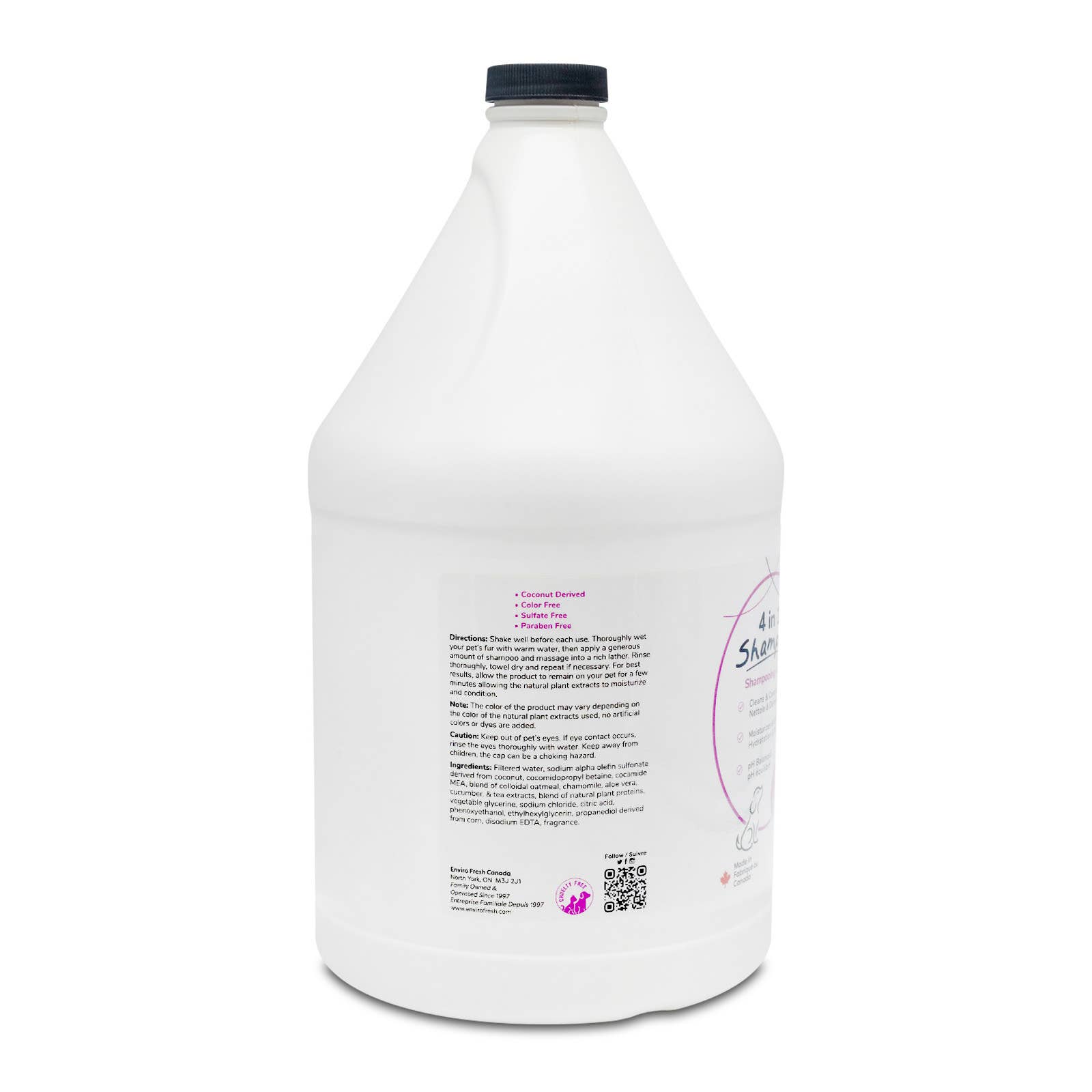 Enviro Fresh - Wholesale Pet Shampoo - Dog - Dog Shampoo 4 in 1, Wild Berry Aloe Scent 3.7L1