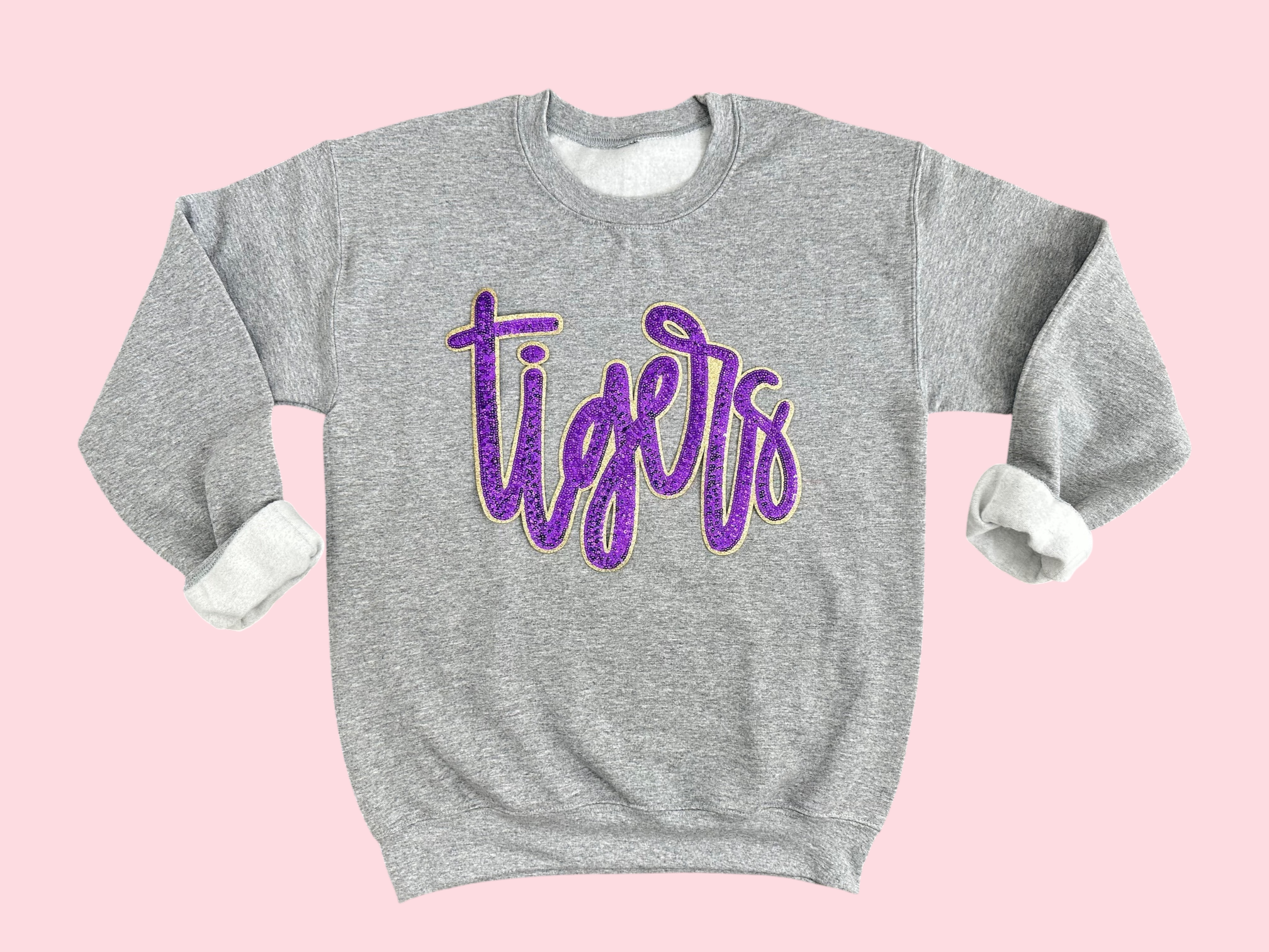 Rosie Posie Patches - Wholesale Patch - Tigers Mascot Purple and Gold Sequin Iron On Patch2