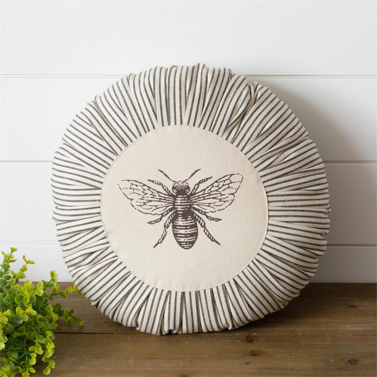 Audrey's Home & Gift - Vente Coussin décoratif - Coussin plissé rond - Abeille (PC)1